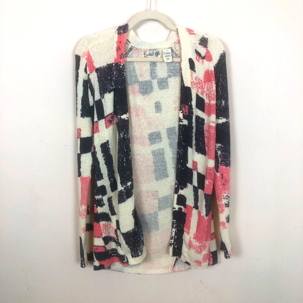 ANTHROPOLOGY Field Flower Abstract Cardigan Sz S